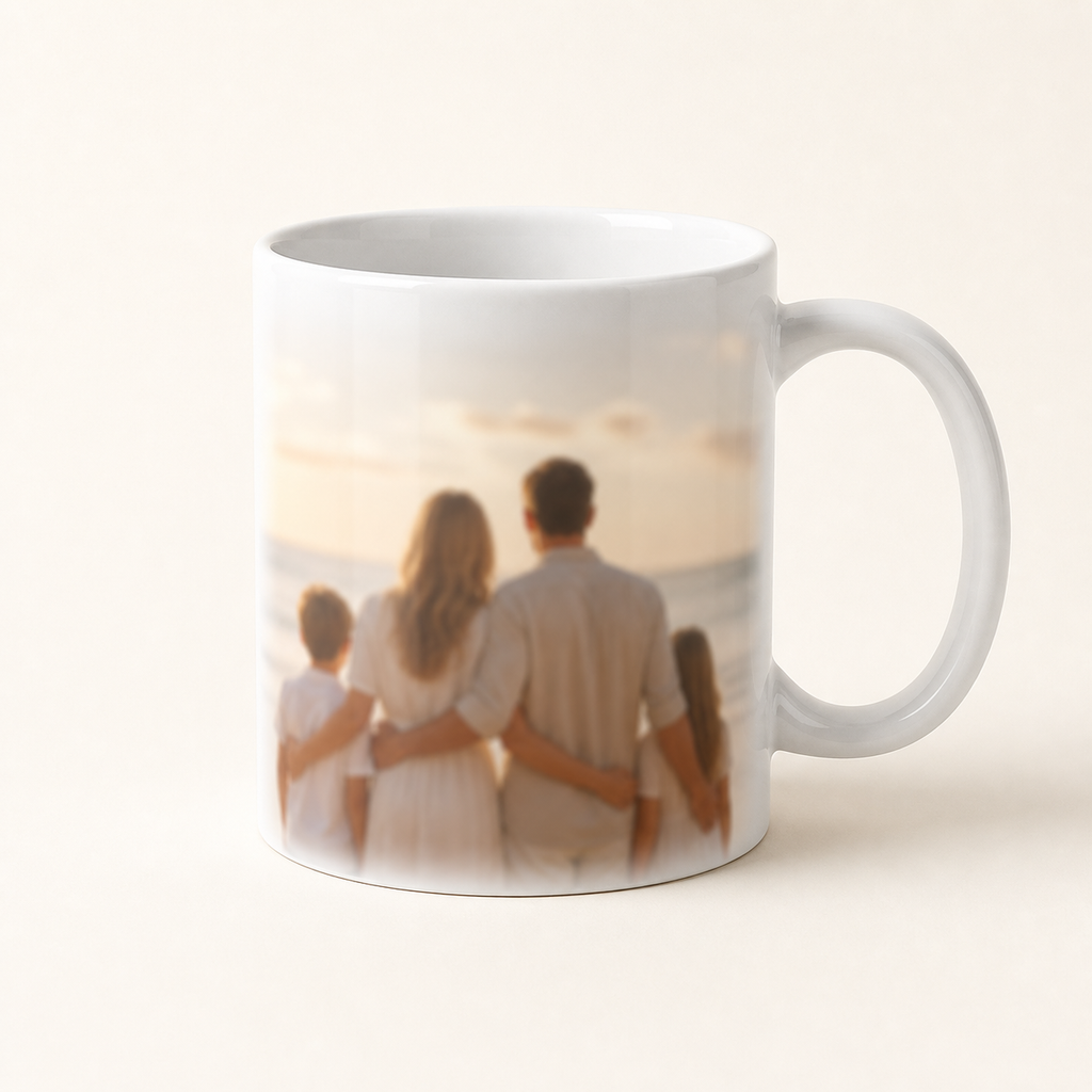 Personalised ceramic photo mug included in Deluxe Gift Box