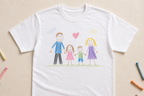 Child's first drawing personalised white T-shirt studio front little artist keepsake