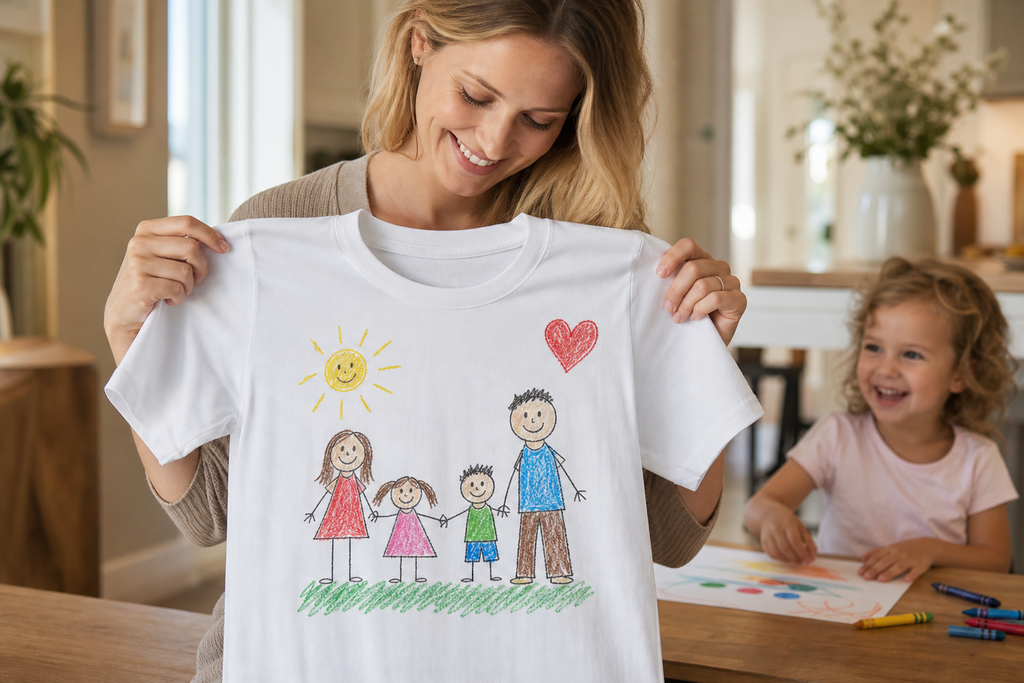 Child's first drawing personalised T-shirt proud parent lifestyle moment