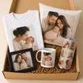 Deluxe 5-piece personalised gift box in newborn milestone theme