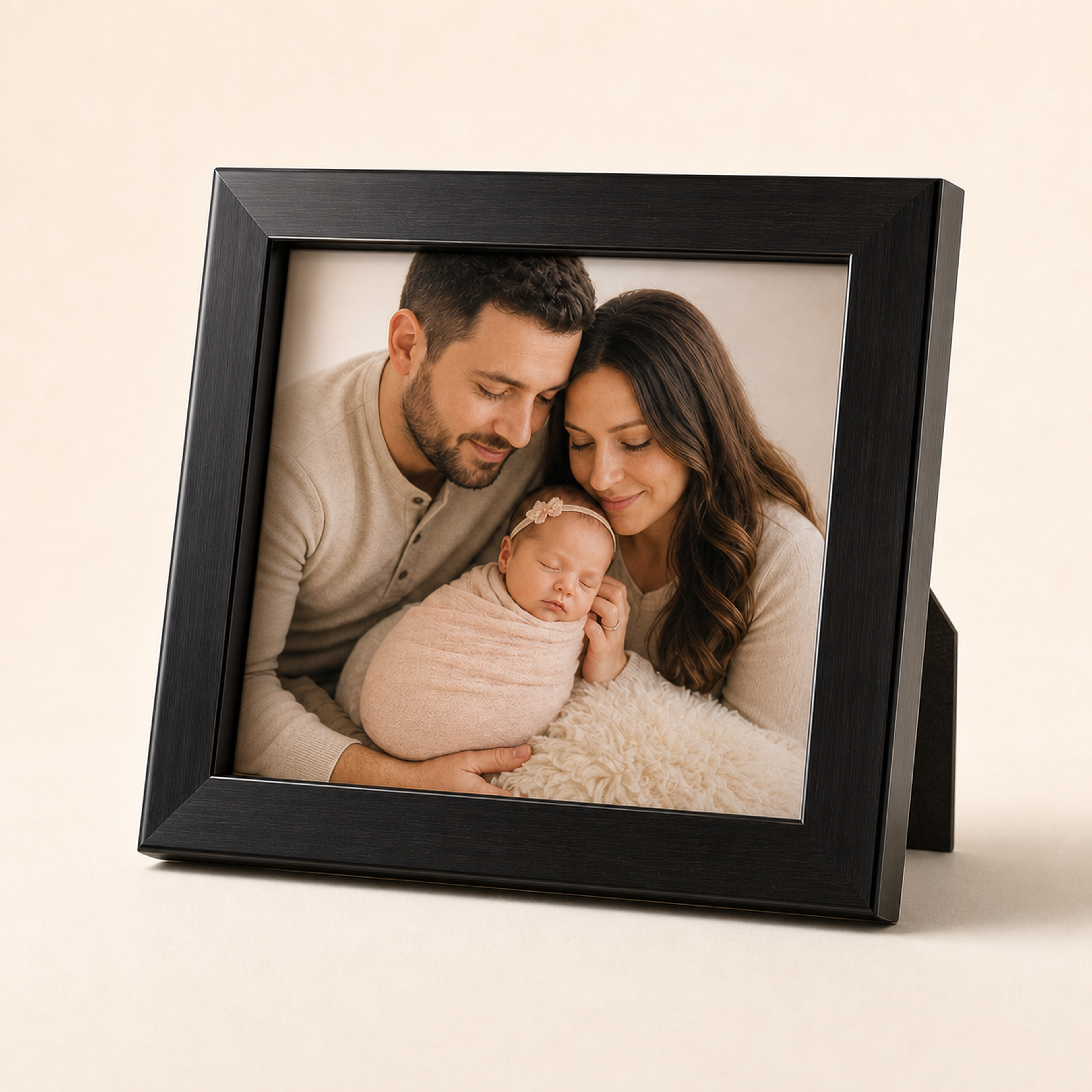 Personalised acrylic photo frame with newborn milestone photo