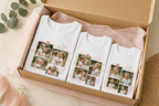 Gift-ready folded Mum's Squad personalised matching T-shirts three-pack