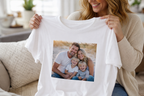 Personalised custom T-shirt lifestyle gift moment with photo print