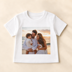 Personalised child T-shirt with family beach photo print