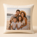 Personalised cushion cover with family beach photo print